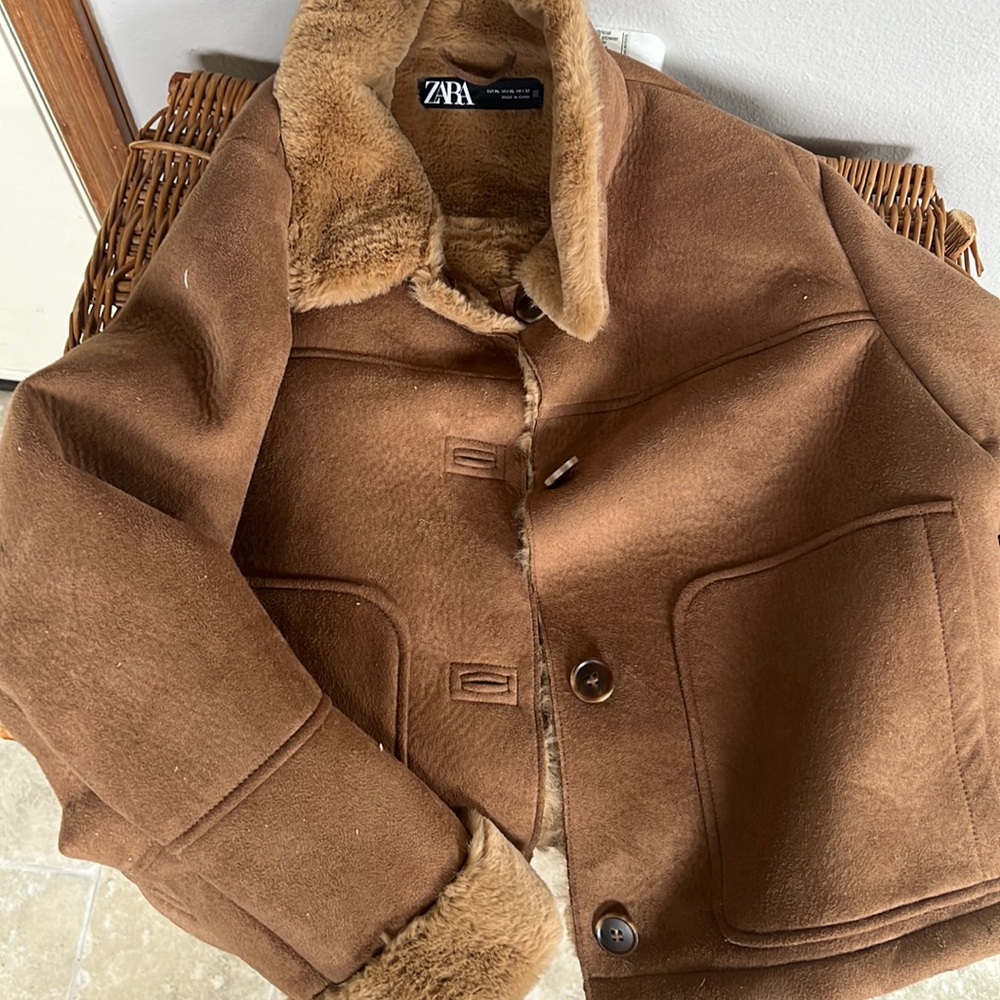 ZARA fur/ suede brown jacket